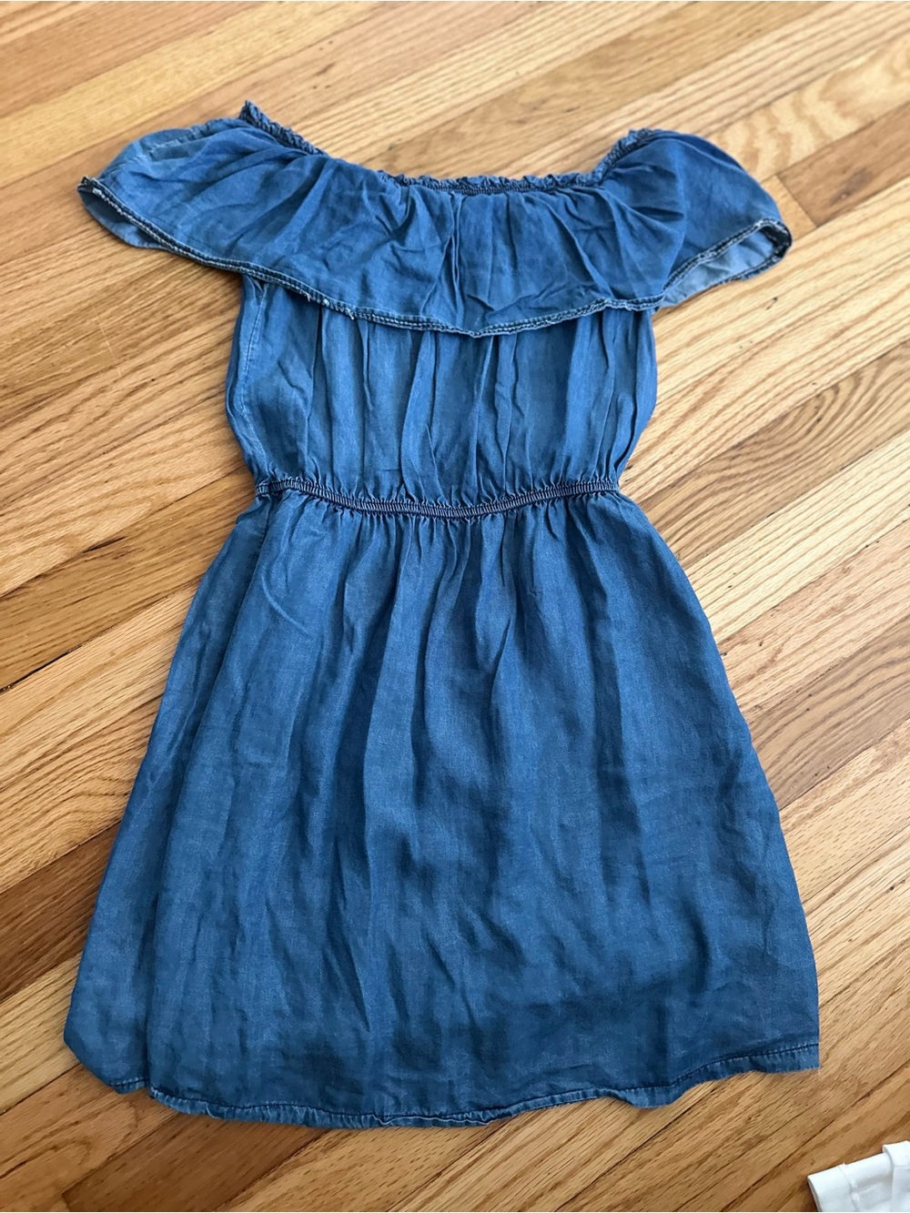 Girls Off-Shoulder Casual Blue Summer Dress